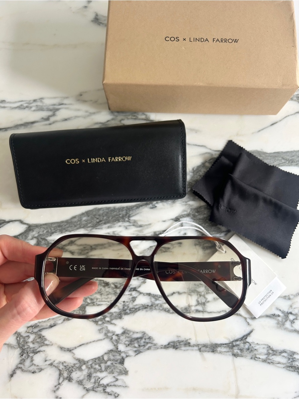 NWT Linda Farrow x COS Tortoiseshell Brown Acetate Sunglasses